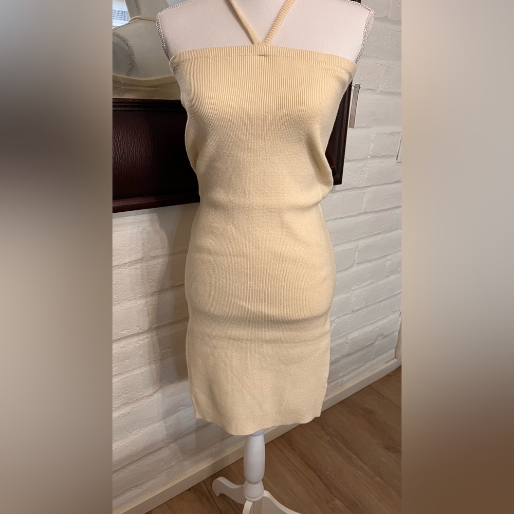 For Love and Lemons Cream Knit Halter Dress Size Medium